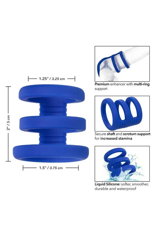 Male Sex Toys Cal Exotics Cal Exotics Admiral Triple Cock Cage Blue