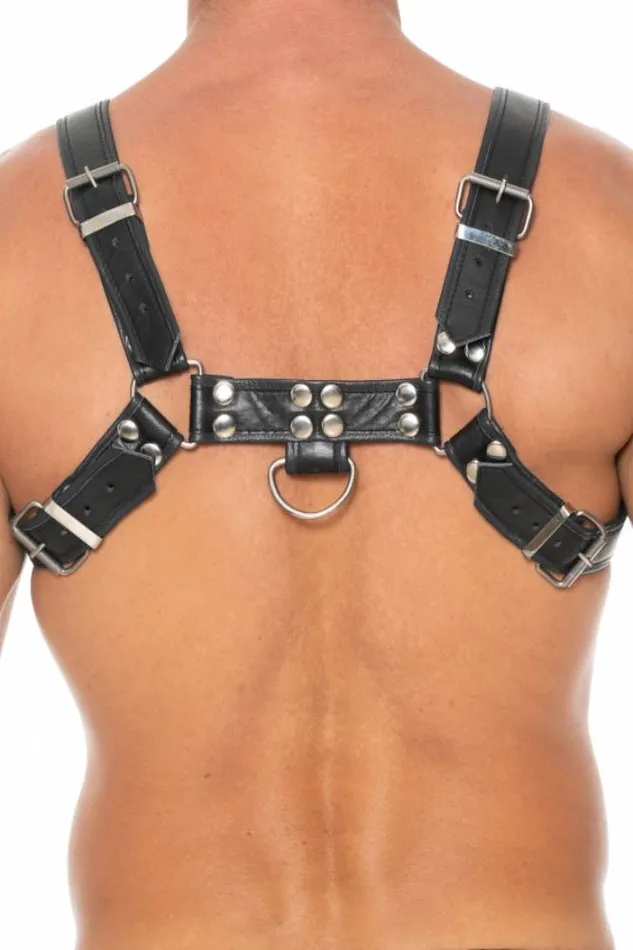 Ouch by Shots Toys Premium Leather Bulldog Chest Harness Black Shots Toys Vibrators