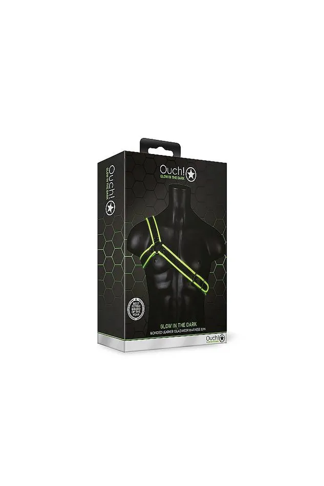 Shots Toys Dildos Ouch by Shots Toys Glow Gladiator Harness Glow in the Dark