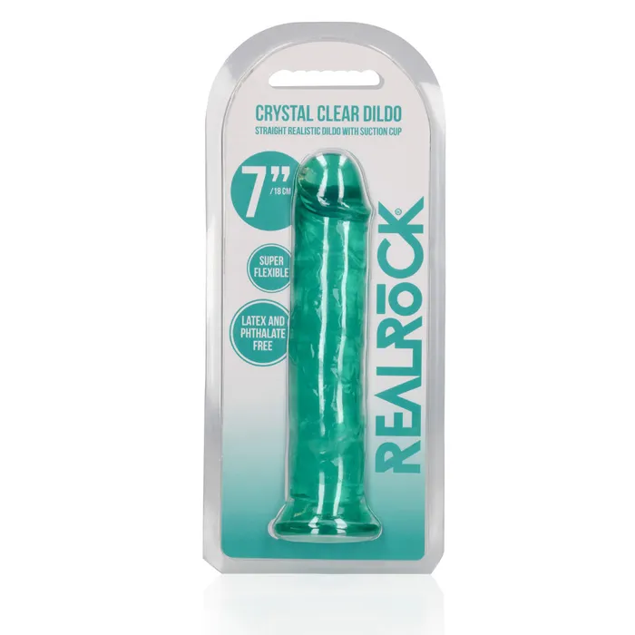 Shots Toys Dildos Shots Real Rock Crystal Clear 7 Inch Dildo Turquoise