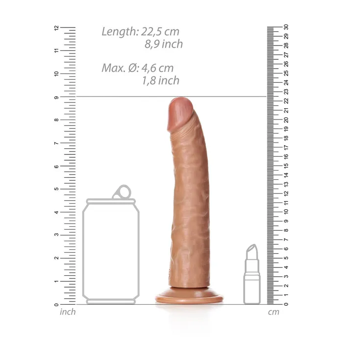 Shots Toys Dildos Shots Real Rock Realistic Slim Dildo 8 Inch Tan