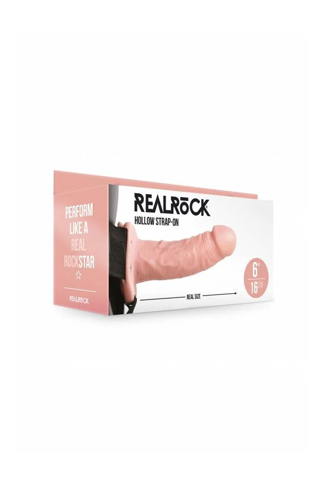 Shots Toys Dildos Shots Toys RealRock Hollow StrapOn 6 inch Beige