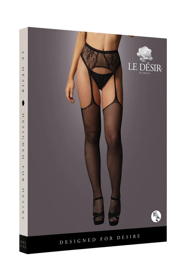 Shots Toys Le Dsir DES051 Fishnet and Lace Garterbelt Stockings Black Shots Toys Vibrators