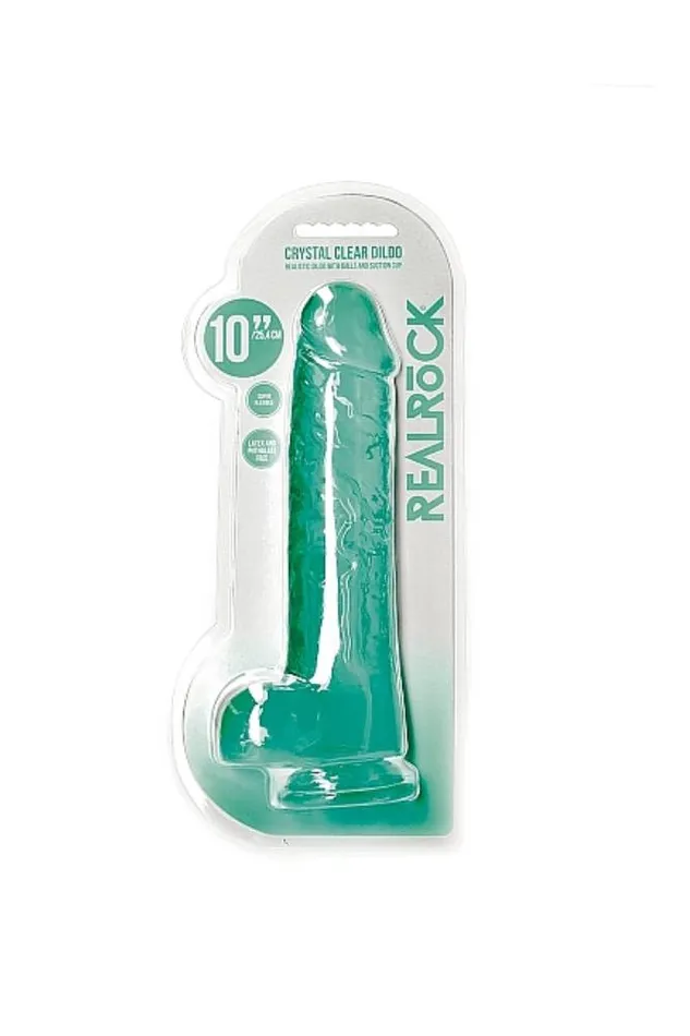 Shots Toys Shots Toys RealRock 10 Crystal Clear Dildo with Balls Turquoise Dildos
