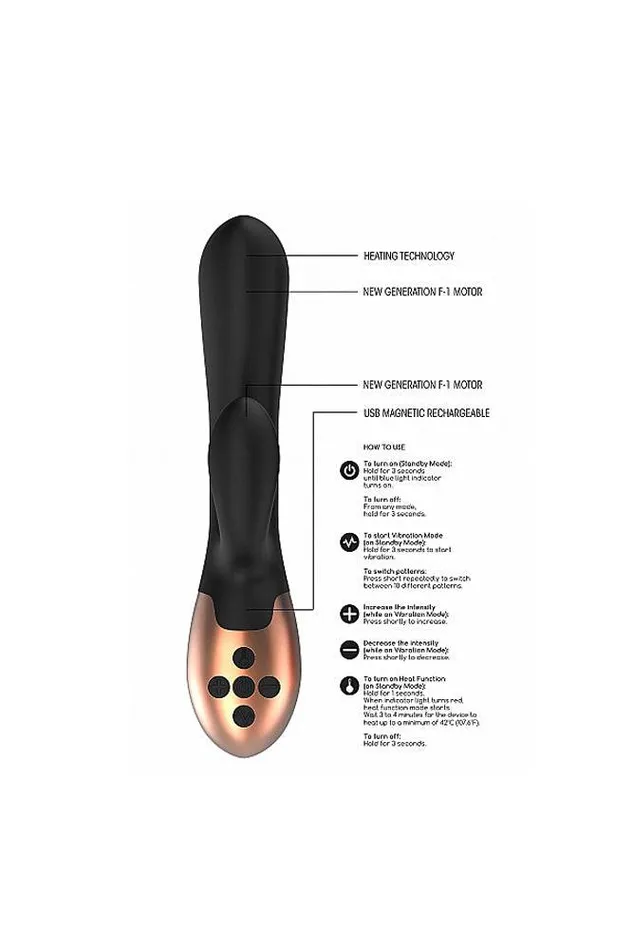 Shots Toys Vibrators Shots Toys Elegance Exquisite Heating Dual Vibrator Black