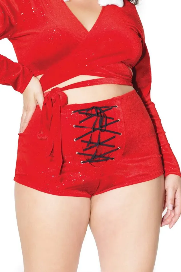 Vibrators Coquette Coquette 20317 Plus High Waisted Shorts RedWhite OSXL