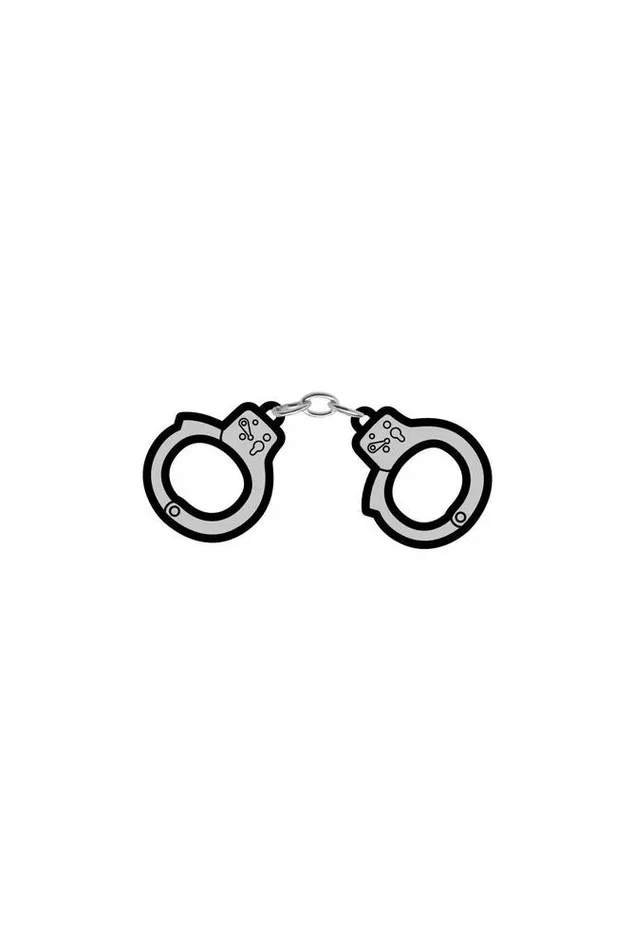 Wood Rocket Anal Wood Rocket Handcuffs Enamel Pin Black
