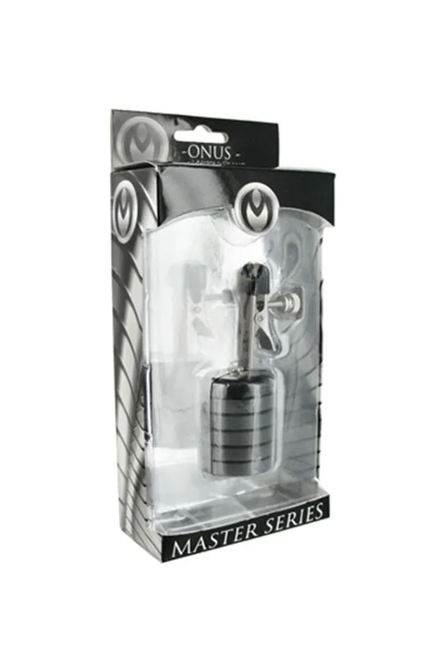 XR Brands Male Sex Toys XR Brands Master Series Onus Nipple Clip with Magnet Weights