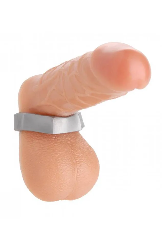XR Brands Male Sex Toys XR Brands Master Series Silver Hex Heavy Duty Cock Ring