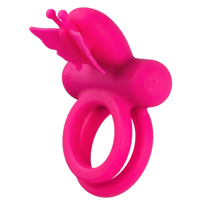 CalExotics Silicone Rechargeable Dual Butterfly Ring Pink Vibrators