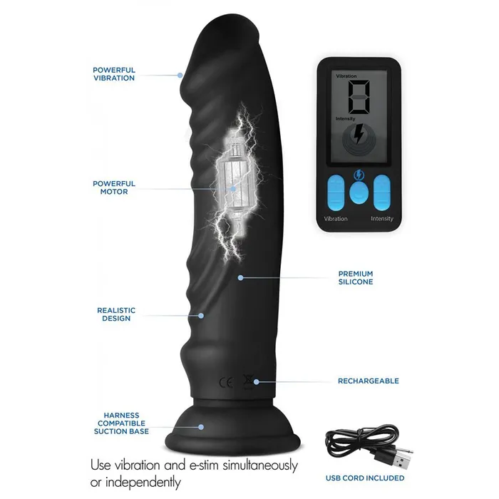 Female Sex Toys Zeus Electrosex EStim Pro 5x Vibrating Dildo with Remote Control