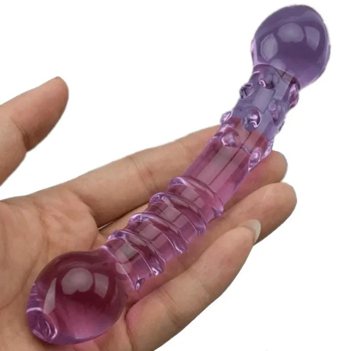 Glass Dual Action Double Ended Purple Dildo Doble Dp Penetration Lovegasm Dildos