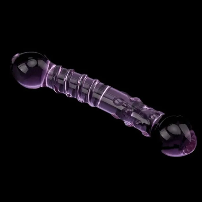 Glass Dual Action Double Ended Purple Dildo Doble Dp Penetration Lovegasm Dildos