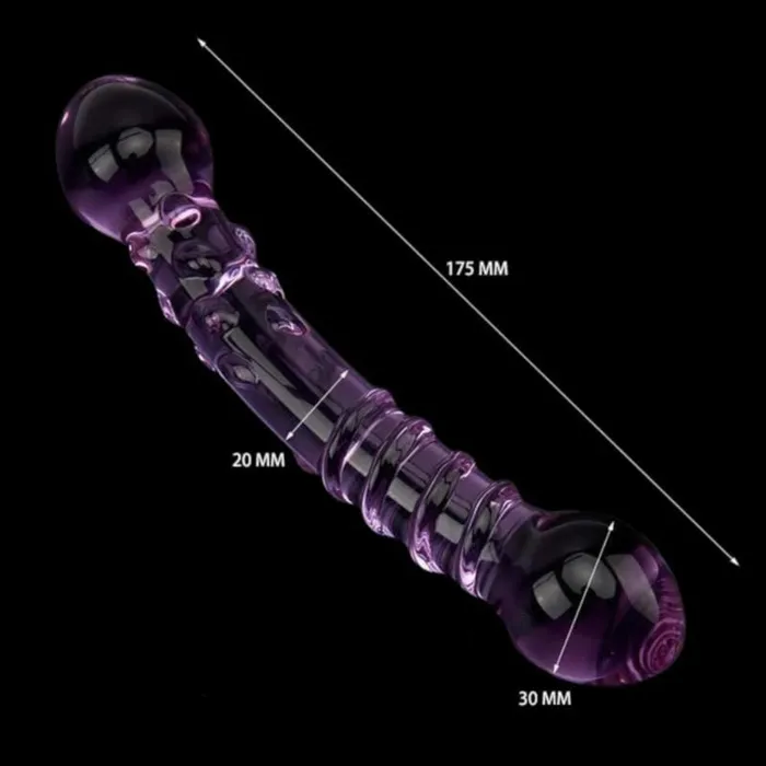 Glass Dual Action Double Ended Purple Dildo Doble Dp Penetration Lovegasm Dildos