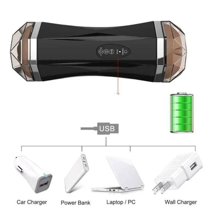 Lovegasm Rechargeable Vibrating Blowjob Dual Options Auto Male Masturbator Male Sex Toys