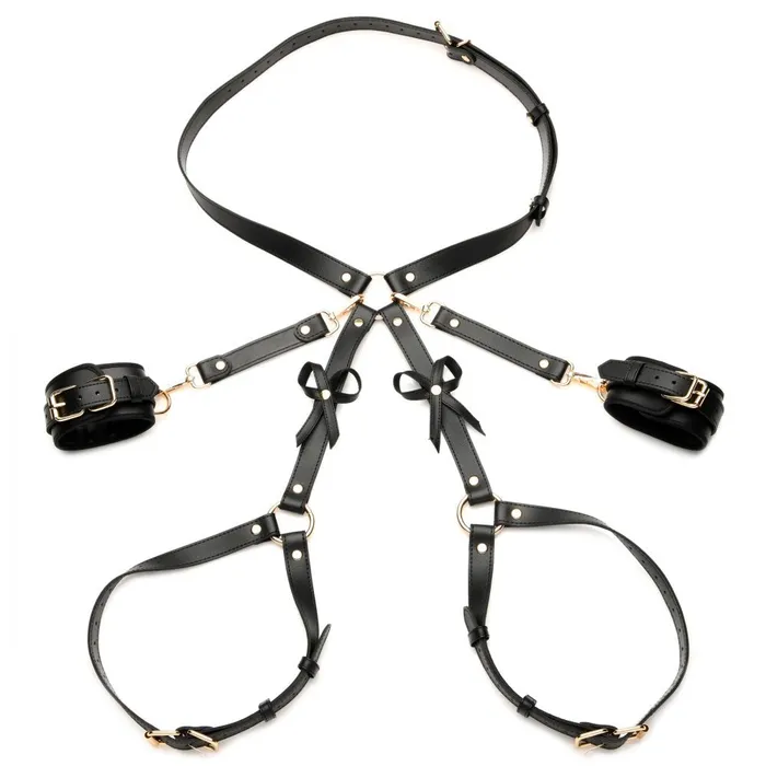 XR Brands Strict Couples Bondage Harness With Bows Black
