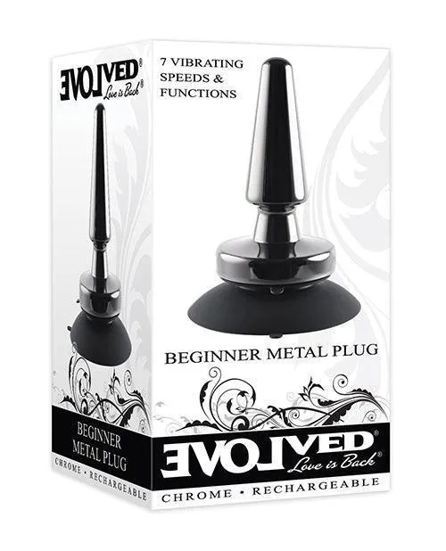 Anal Evolved Novelties INC Evolved Beginner Vibrating Rechargeable Metal Plug Black Anal Evolved Novelties INC Evolved Beginner Vibrating Rechargeable Metal Plug Black
