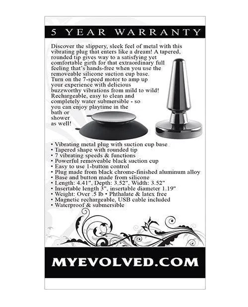 Anal Evolved Novelties INC Evolved Beginner Vibrating Rechargeable Metal Plug Black