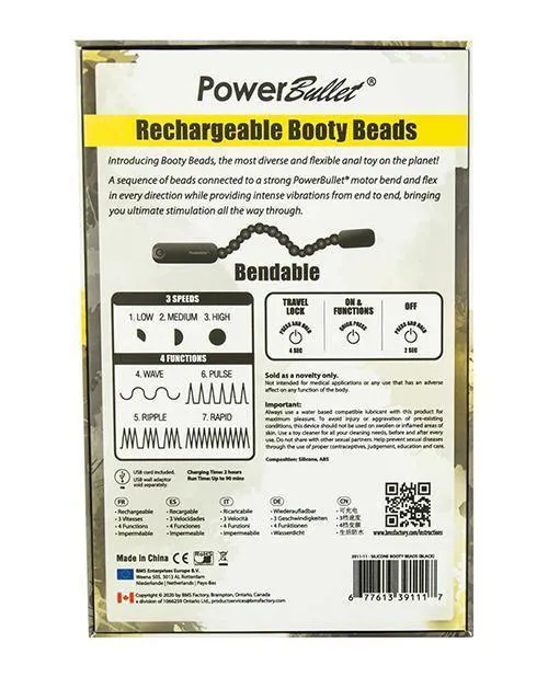 BMS Enterprises Anal Rechargeable Booty Beads Black