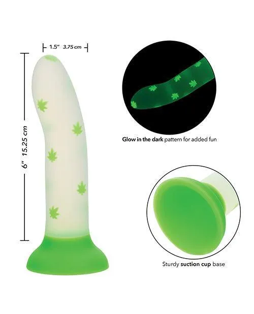 California Exotic Novelties Glow Stick Leaf Suction Cup GlowintheDark Dildo Green Dildos