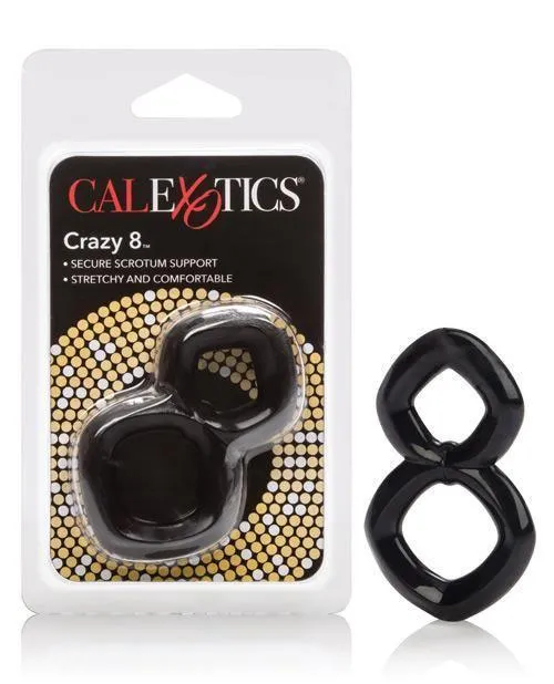Couples California Exotic Novelties Crazy 8 Enhancer Double Cock Ring Black