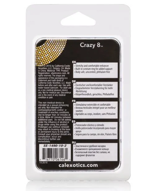 Couples California Exotic Novelties Crazy 8 Enhancer Double Cock Ring Black