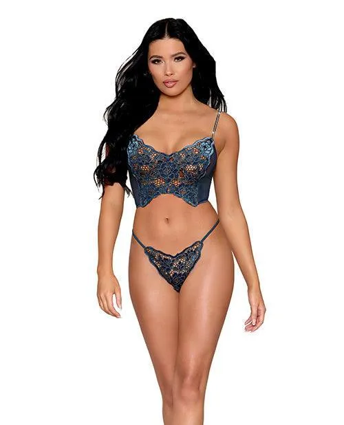 Dreamgirl International Vibrators Velvet Applique Bustier wMetallic Silver Details GString Twilight Blue Dreamgirl International Vibrators Velvet Applique Bustier wMetallic Silver Details GString Twilight Blue