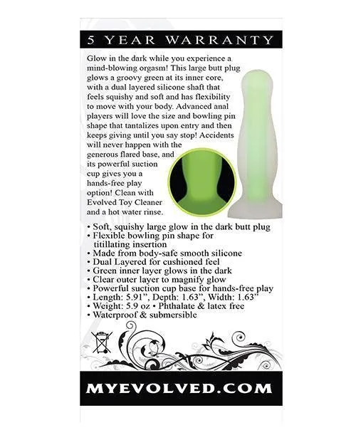 Evolved Luminous Anal Plug Large Green Evolved Novelties INC Male Sex Toys