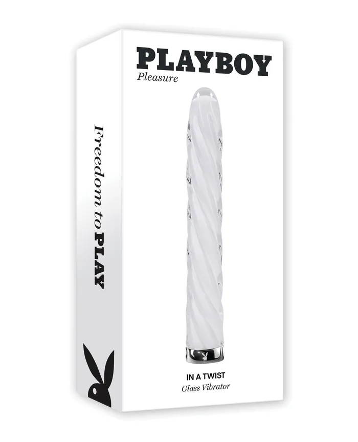 Evolved Novelties INC Female Sex Toys Playboy Pleasure In the Twist Glass Vibrator White Evolved Novelties INC Female Sex Toys Playboy Pleasure In the Twist Glass Vibrator White
