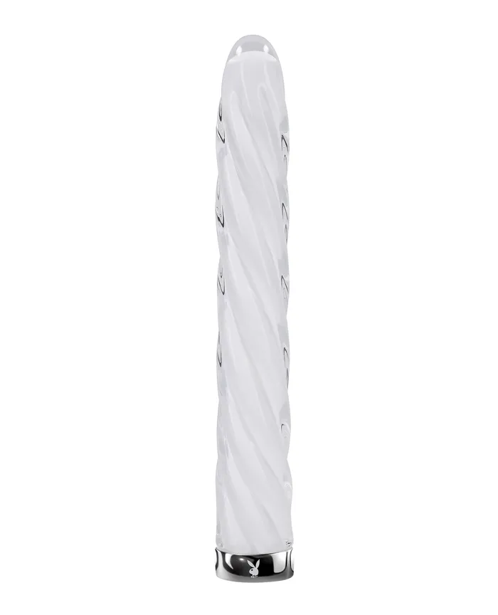 Evolved Novelties INC Female Sex Toys Playboy Pleasure In the Twist Glass Vibrator White Evolved Novelties INC Female Sex Toys Playboy Pleasure In the Twist Glass Vibrator White