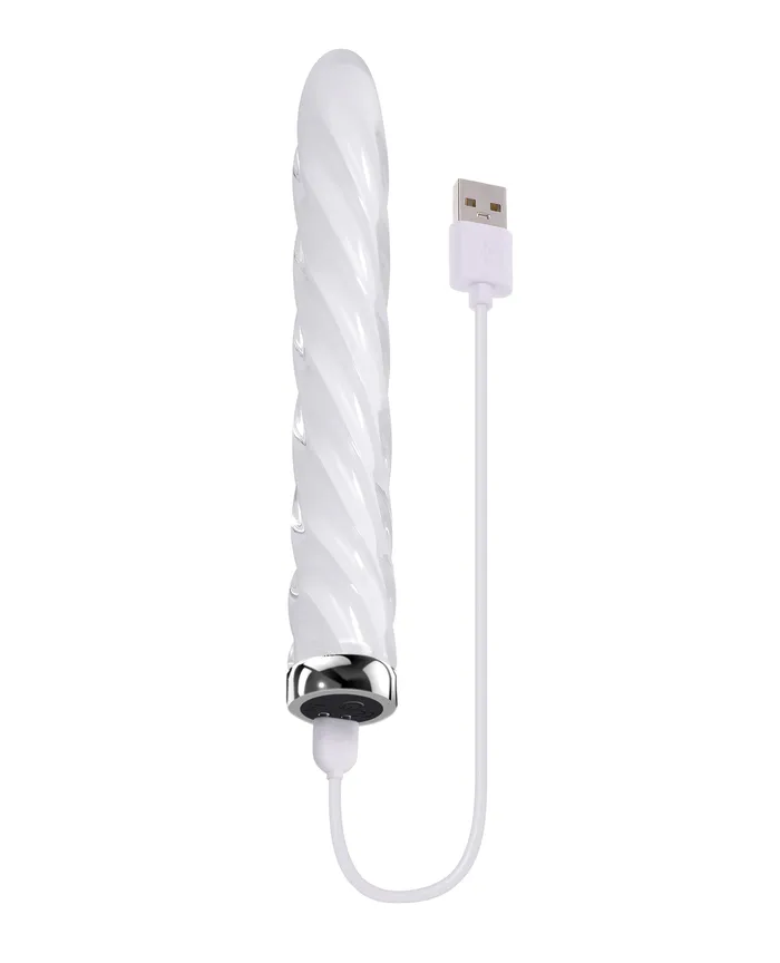Evolved Novelties INC Female Sex Toys Playboy Pleasure In the Twist Glass Vibrator White Evolved Novelties INC Female Sex Toys Playboy Pleasure In the Twist Glass Vibrator White