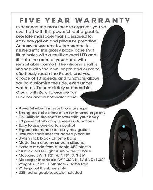 Evolved Novelties INC Zero Tolerance The Gentleman Rechargeable Prostate Massager Black Anal