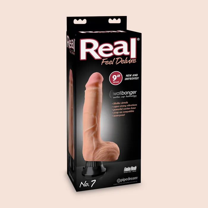 Female Sex Toys Pipedream Products Real Feel Deluxe No 7 9 vibrating dildo with suction cup base