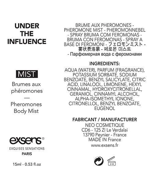 Female Sex Toys Technicno Cosmetique EXSENS of Paris Body Mist with Pheromones 15 ml Under the Influence Female Sex Toys Technicno Cosmetique EXSENS of Paris Body Mist with Pheromones 15 ml Under the Influence