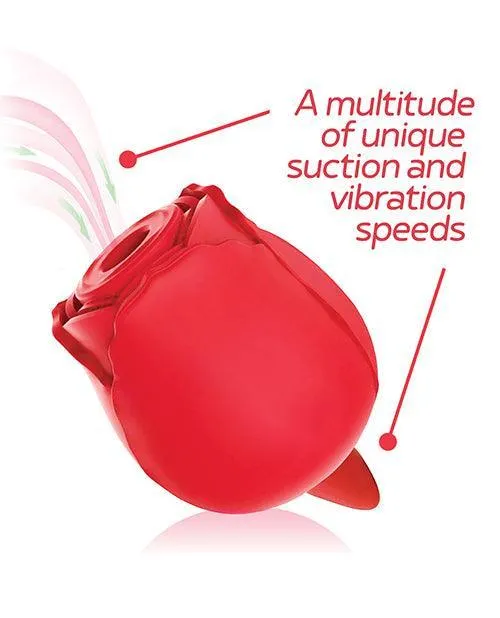 Icon Brands INC Wild Rose Rechargeable Silicone Suction Tongue Vibrator Red Female Sex Toys