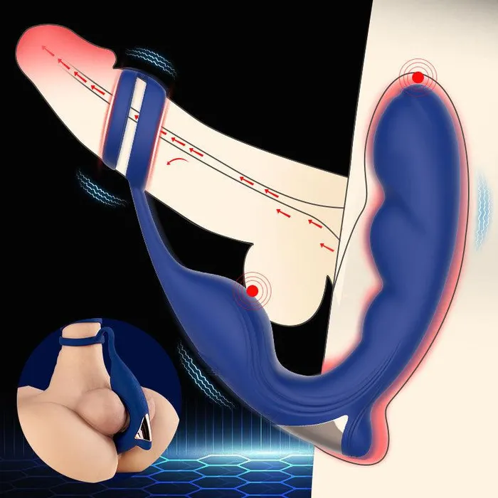 Male Sex Toys propinkup 9 Frequency Vibrating Prostate Massager Double Cock Ring IPX6 Waterproof