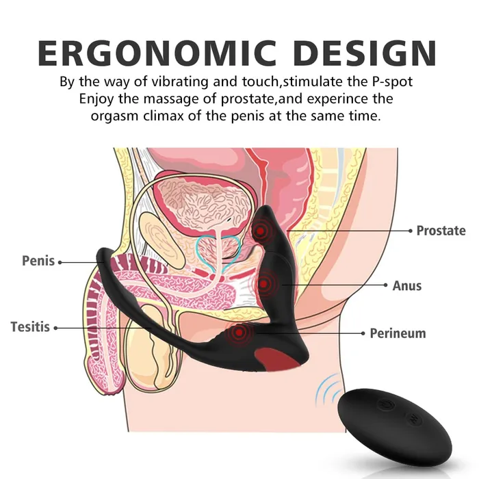Male Sex Toys YOSPOSS Prostate Massager Vibrator With Penis Ring and Ball Loop 9 Vibrations