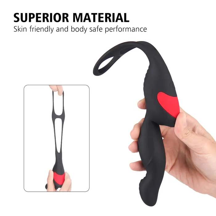 Male Sex Toys YOSPOSS Prostate Massager Vibrator With Penis Ring and Ball Loop 9 Vibrations