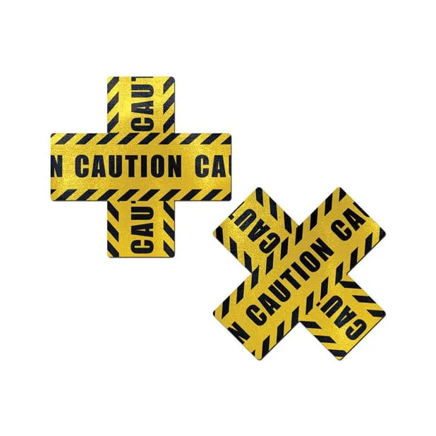 Pastease Anal Pastease Premium Caution Cross Pasties Nipple Covers OS BlackYellow Pastease Anal Pastease Premium Caution Cross Pasties Nipple Covers OS BlackYellow