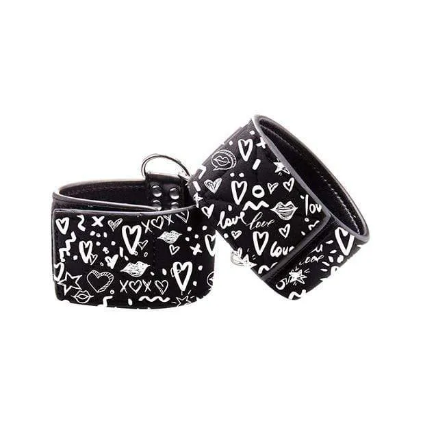 Shots Anal Shots Ouch Love Street Art Fashion Printed Hand Cuffs Black