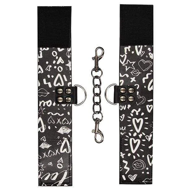 Shots Anal Shots Ouch Love Street Art Fashion Printed Hand Cuffs Black