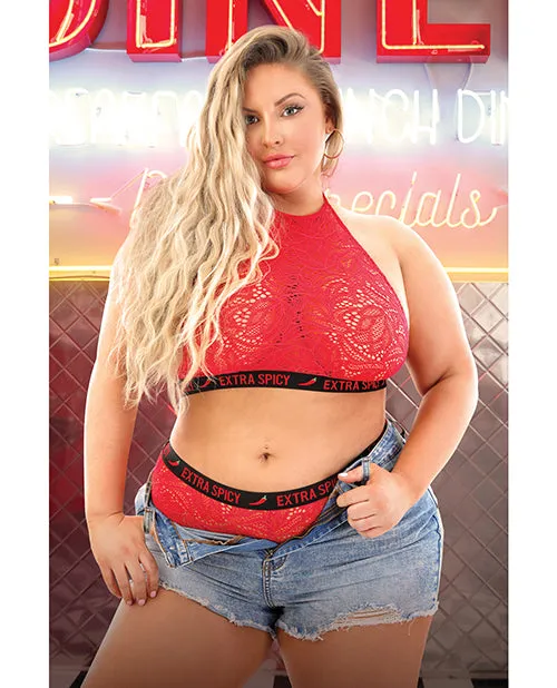 Vibes Extra Spicy Halter Bralette Cheeky Panty Chili Red QN Fantasy Lingerie Vibrators Vibes Extra Spicy Halter Bralette Cheeky Panty Chili Red QN Fantasy Lingerie Vibrators