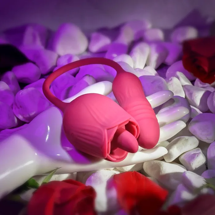 Vibrators Evolved Evolved Wild Rose Clit Massager with Thrusting Bullet Vibrator Red