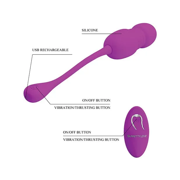 Vibrators Pretty Love Pretty Love Callieri Remote Thrusting and Vibrating Egg Pink