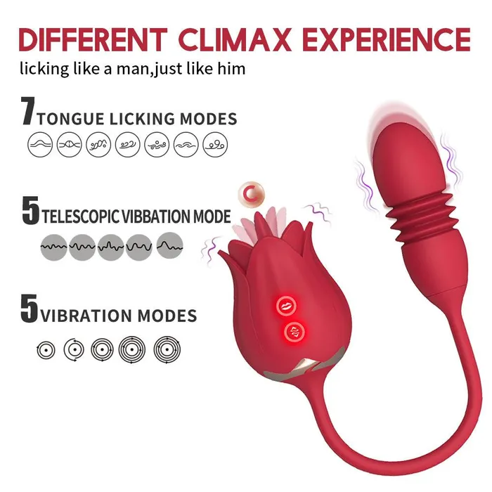 Vibrators propinkup Rose Toy for woman Tongue Licking Thrusting 2 IN 1 Vibrator Adult Sex Toy