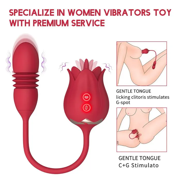 Vibrators propinkup Rose Toy for woman Tongue Licking Thrusting 2 IN 1 Vibrator Adult Sex Toy