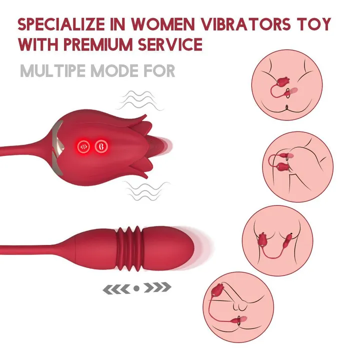 Vibrators propinkup Rose Toy for woman Tongue Licking Thrusting 2 IN 1 Vibrator Adult Sex Toy