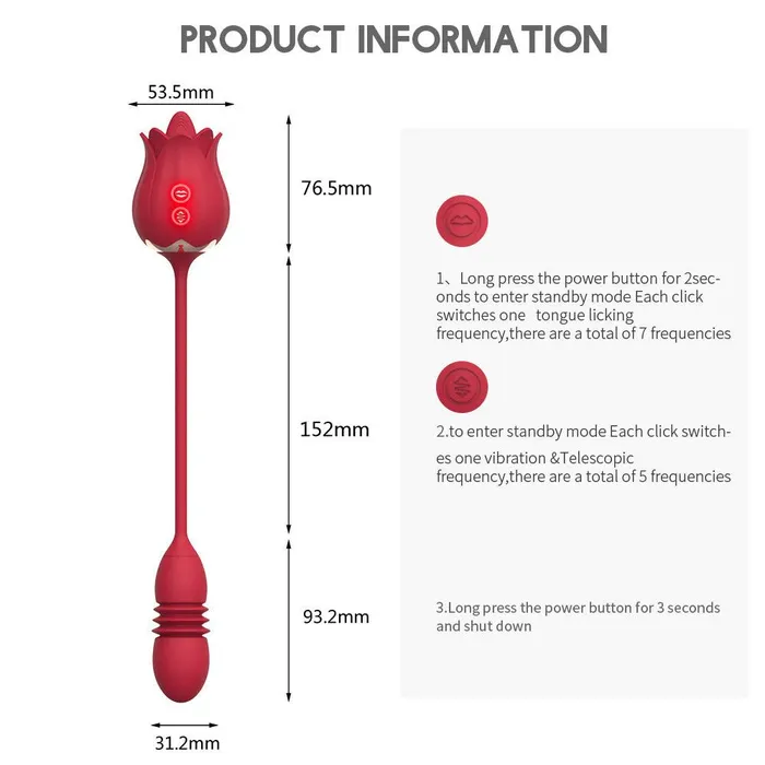 Vibrators propinkup Rose Toy for woman Tongue Licking Thrusting 2 IN 1 Vibrator Adult Sex Toy