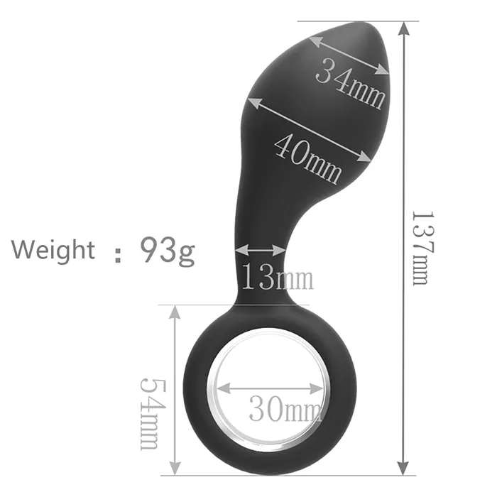 YOSPOSS Male Sex Toys Silicone Tapered Butt Plug with Safe Pull Ring Curved Shaft Anal Play