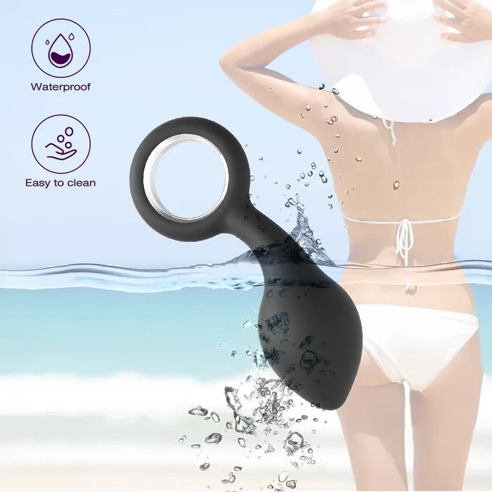 YOSPOSS Male Sex Toys Silicone Tapered Butt Plug with Safe Pull Ring Curved Shaft Anal Play